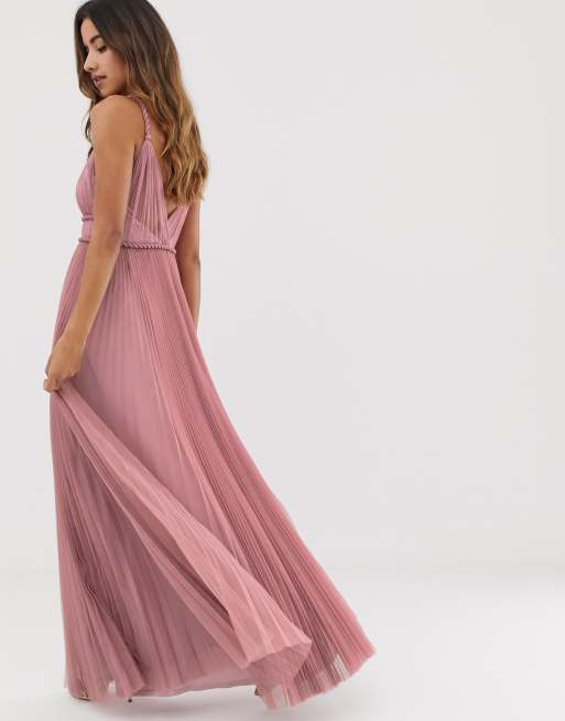 Asos cami pleated tulle maxi clearance dress