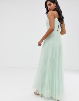 asos cami pleated tulle maxi dress