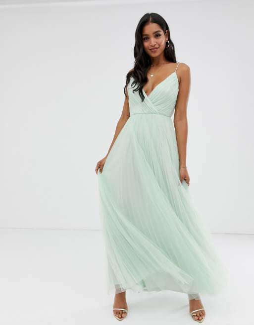 Asos design tall cami hotsell pleated tulle maxi dress