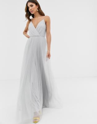 asos design cami pleated tulle maxi dress