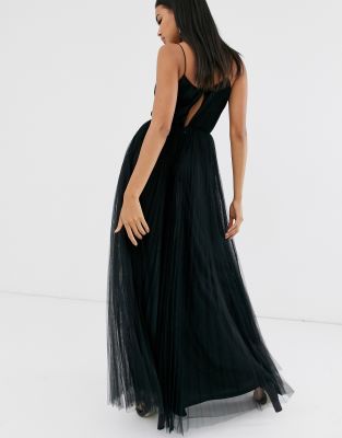 black tulle maxi dress