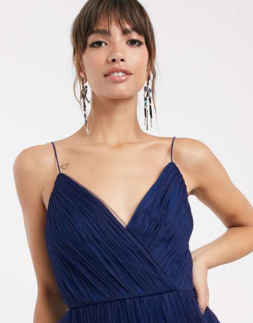 Asos design cami pleated tulle sales maxi dress