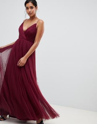 Asos design tall cami shop pleated tulle maxi dress