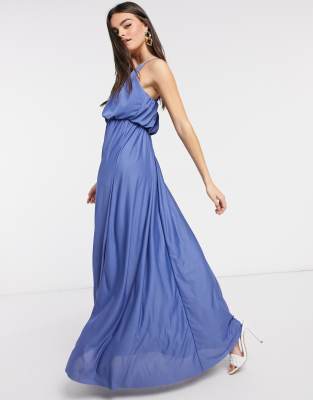 blue plunge maxi dress