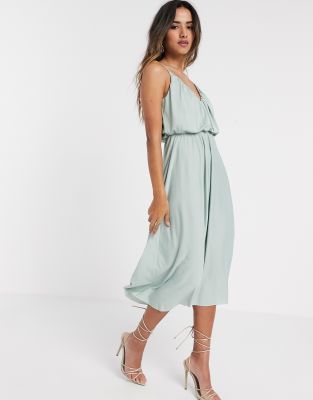 sage green dress midi