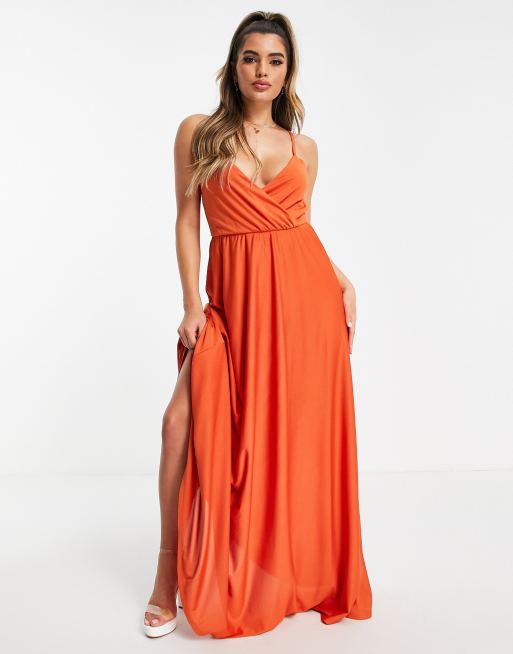 ASOS DESIGN cami plunge tie back maxi dress in rust | ASOS