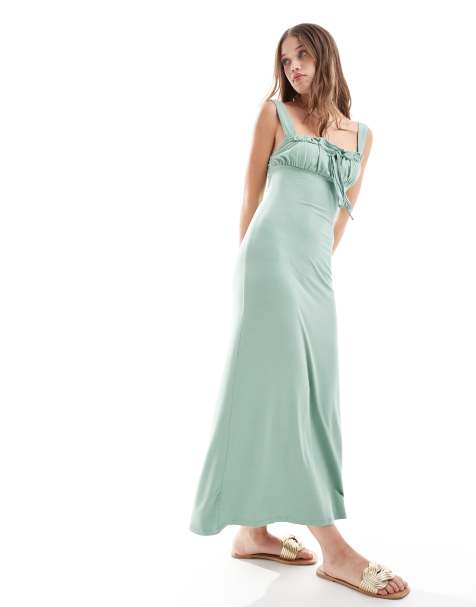 Asos green slip dress clearance