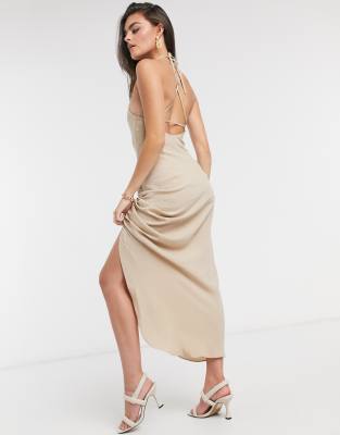 ruched front maxi dress