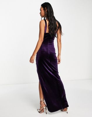 ASOS Design Cami Ruched Velvet Midi Dress