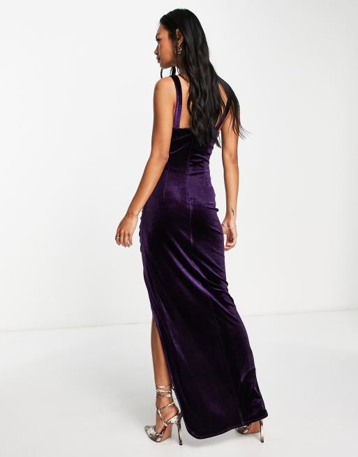 Purple velvet best sale maxi dress