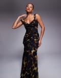 [ASOS DESIGN] ASOS DESIGN cami ruffle detail maxi dress in dark blurred leopard print-Multi 12 Leopard Print