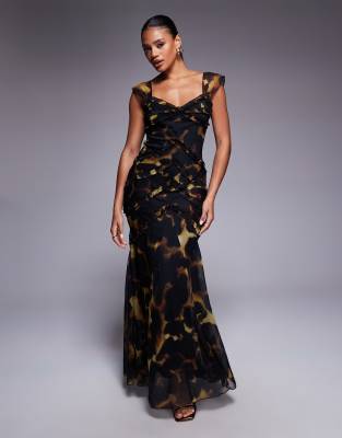 Asos Design Cami Ruffle Detail Maxi Dress In Multi
