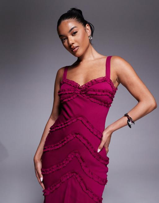 white christmas dresses Giulia Chiffon Draped Mini Dress / Raspberry | Meshki