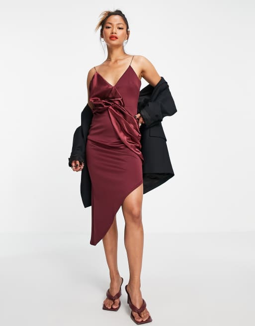 Asos design cami midi outlet wrap dress in satin