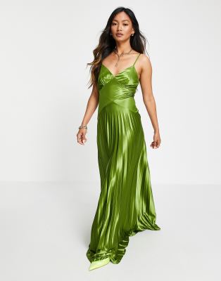 asos green long dress