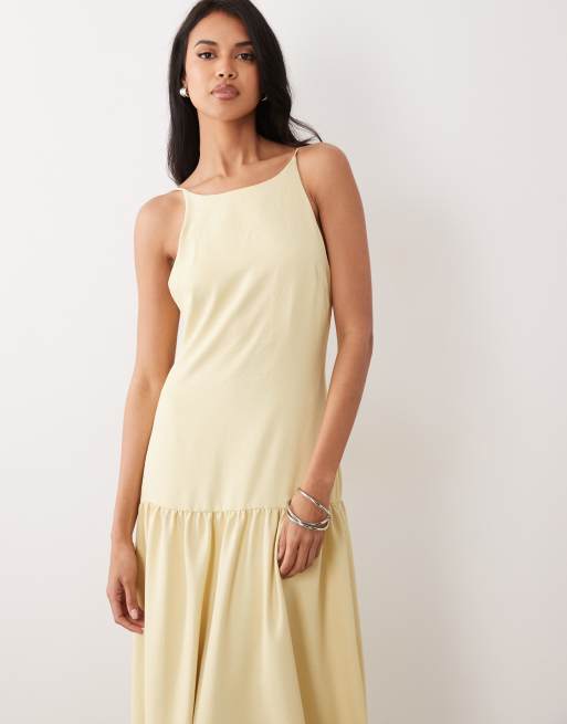 ASOS DESIGN cami scoop neck drop waist maxi dress in buttermilk, 2 of 4