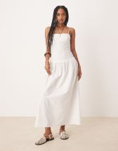 Topshop poplin pull on wide leg pants in green stripe