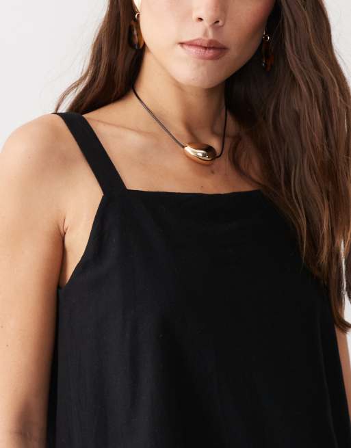 ASOS DESIGN cami short playsuit in black, 3 of 4