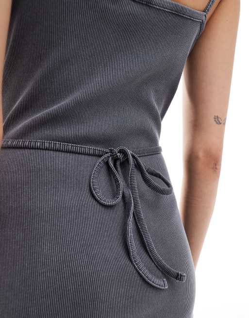 grey tie waist dress Sleeveless Maternity Tie Knot Dress in Marl Grey main image 1