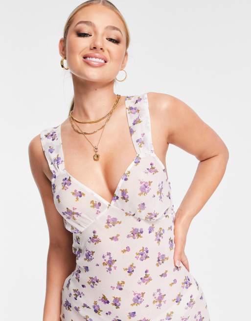 ASOS DESIGN cami slip sheer beach maxi dress in floral print , 2 of 4