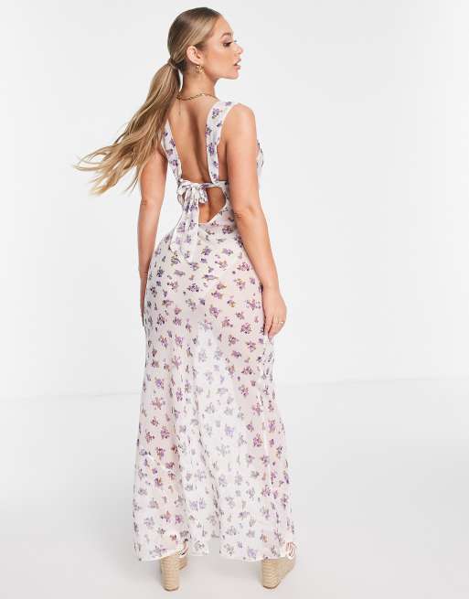 Floral sheer outlet maxi dress