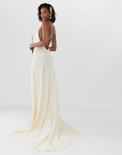 Asos edition cami split front hot sale wedding dress