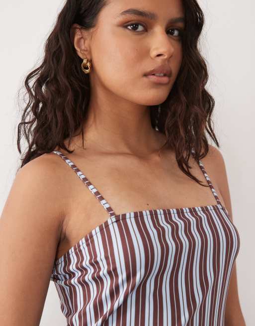 ASOS DESIGN cami square neck with side split maxi dress in stripe, 2 of 4