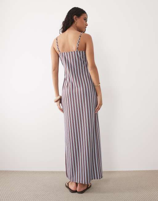 ASOS DESIGN cami square neck with side split maxi dress in stripe, 4 of 4