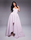[ASOS DESIGN] ASOS DESIGN cami strap midi dress with full hem sweep and asymmetric hem detailing in lilac in scuba-style fabric-Purple 10 Lilac