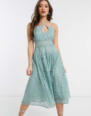 asos design lace cami midi prom dress