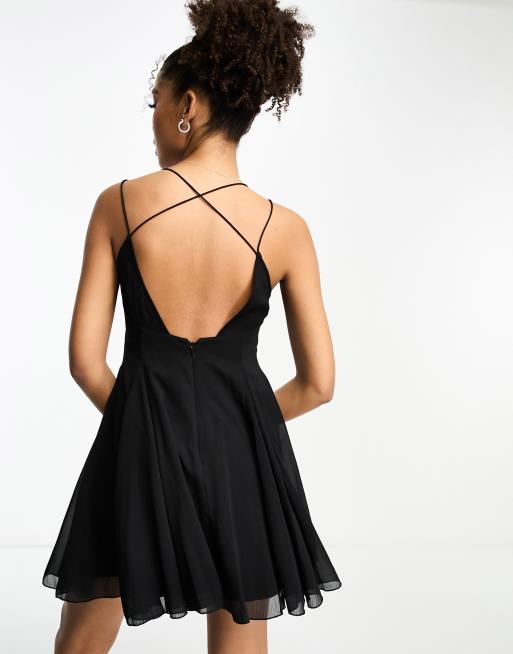 Asos black strappy dress online