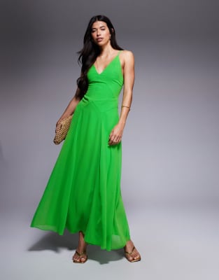 Asos Design Cami Straps Godet Maxi Dress With Seam Details