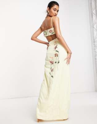 ASOS DESIGN cami structured maxi dress with trailing floral embellishment |  ASOS