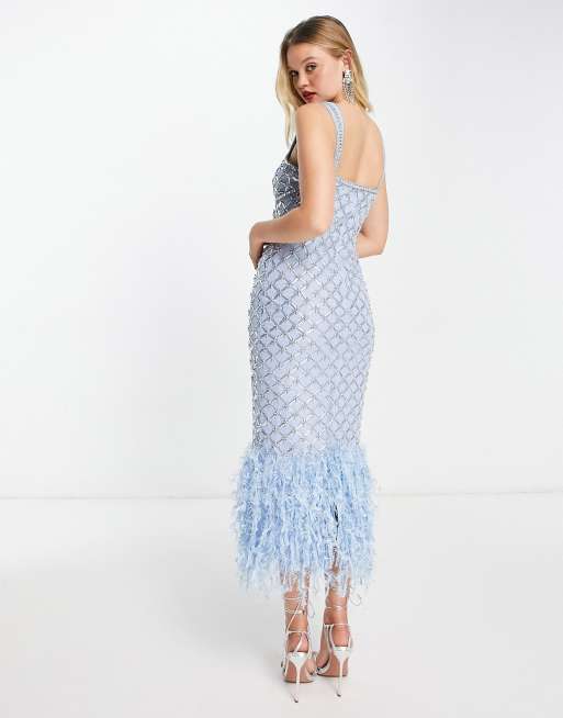 Asos design cami clearance feather embellished maxi dress