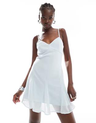 Asos Design Cami Swing Mini Dress With Flare Hem In Icy Blue
