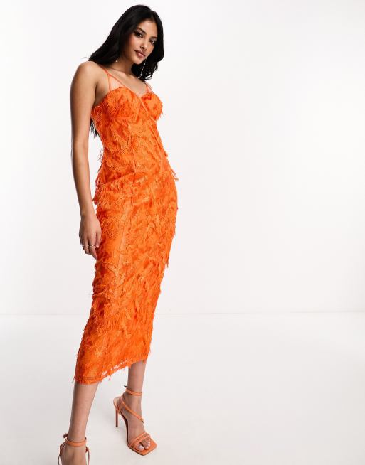 Asos orange hot sale midi dress