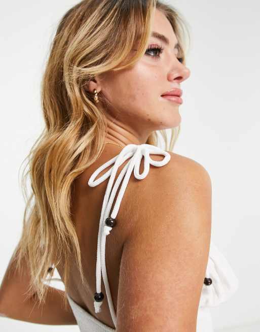 ASOS DESIGN cami with bow in white