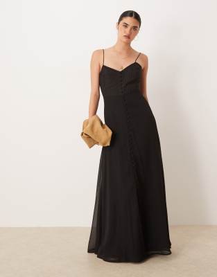 Asos Design Cami Tiered Frill Button Down Maxi Dress