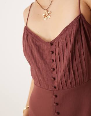 Asos Design Cami Tiered Frill Buttoned Down Maxi Dress