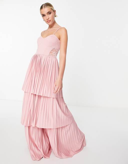 PinkBlush Light Blue Pinstripe Ruffle-Trim Maxi Dress - Women