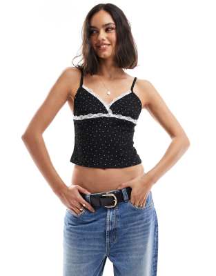 Asos Design Cami Top In Polka Dot-multi