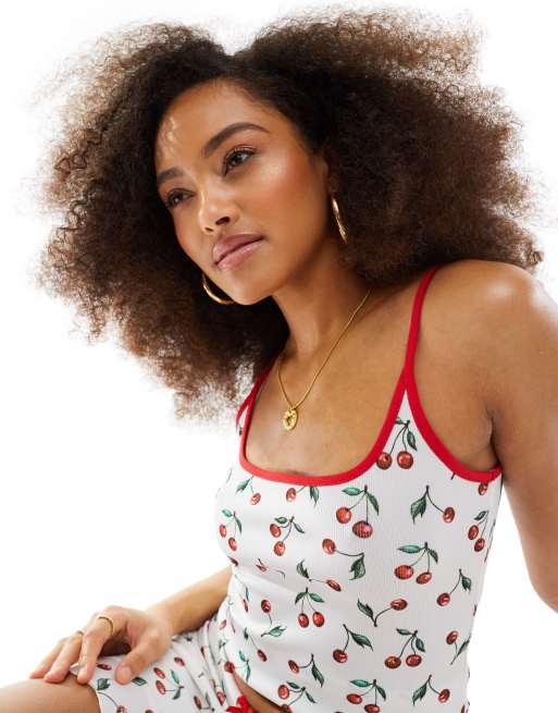 ASOS DESIGN cami top in red cherry, 3 of 4