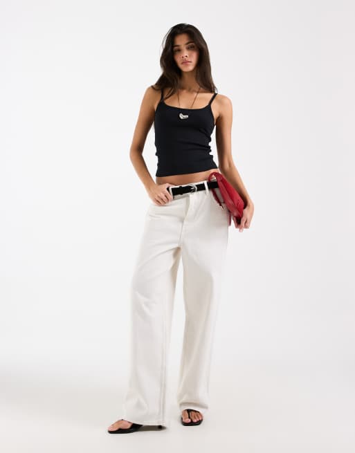 ASOS DESIGN - Cami top met lage ronde hals en elastische bandjes in zwart, 3 van 4