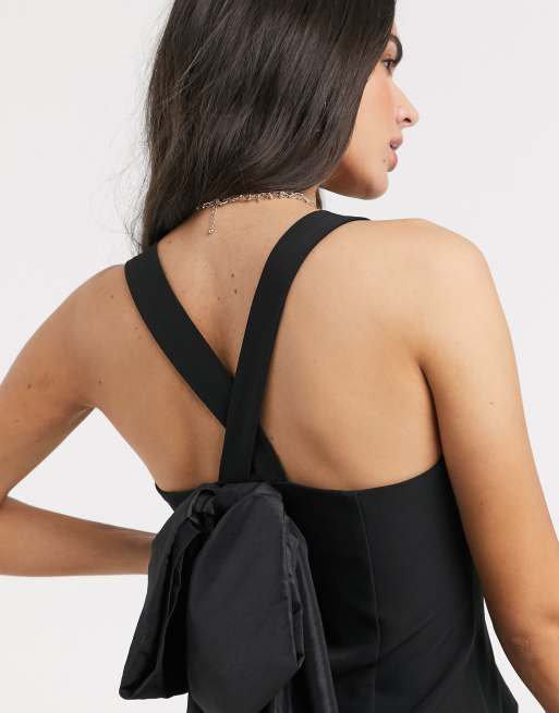 ASOS DESIGN cami top with extreme bow back detail in black, 3 of 4