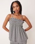 [ASOS DESIGN] ASOS DESIGN cami top with frill detail in mono gingham (part of a set)-Multi L MONO