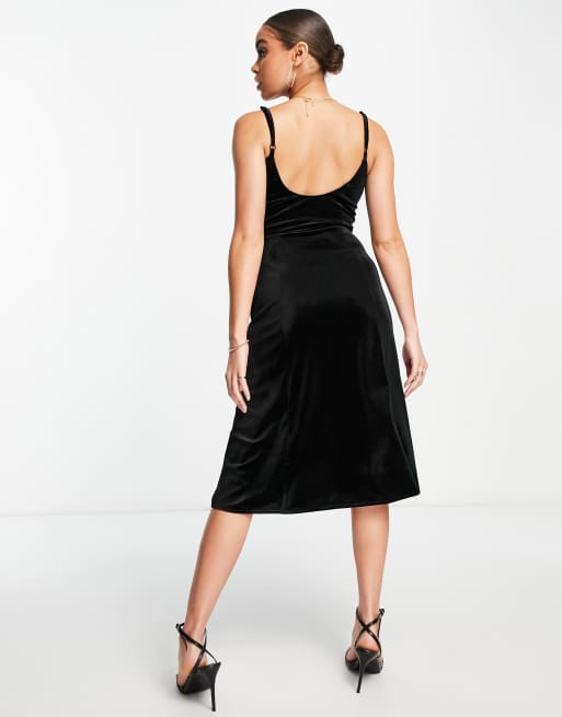 ASOS Design Cami Ruched Velvet Midi Dress