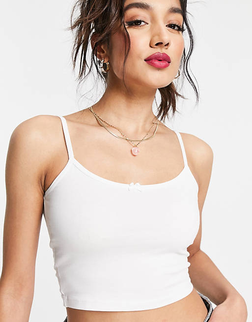 ASOS DESIGN cami with bow in white