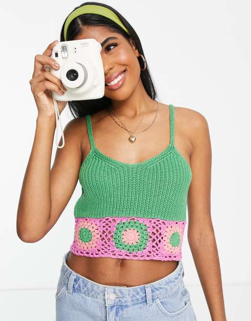 ASOS DESIGN cami with colorful crochet trim hem , 4 of 4