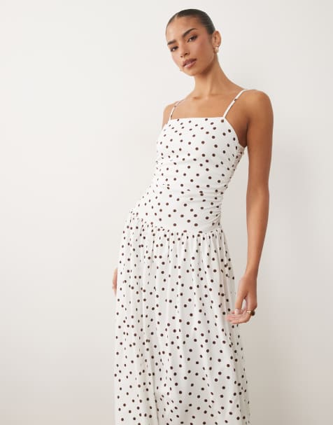 ASOS DESIGN cami with full skirt midi dress polka dot print - view 1