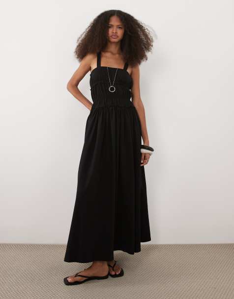 ASOS DESIGN cami with gathered tiers maxi dress in black - view 1